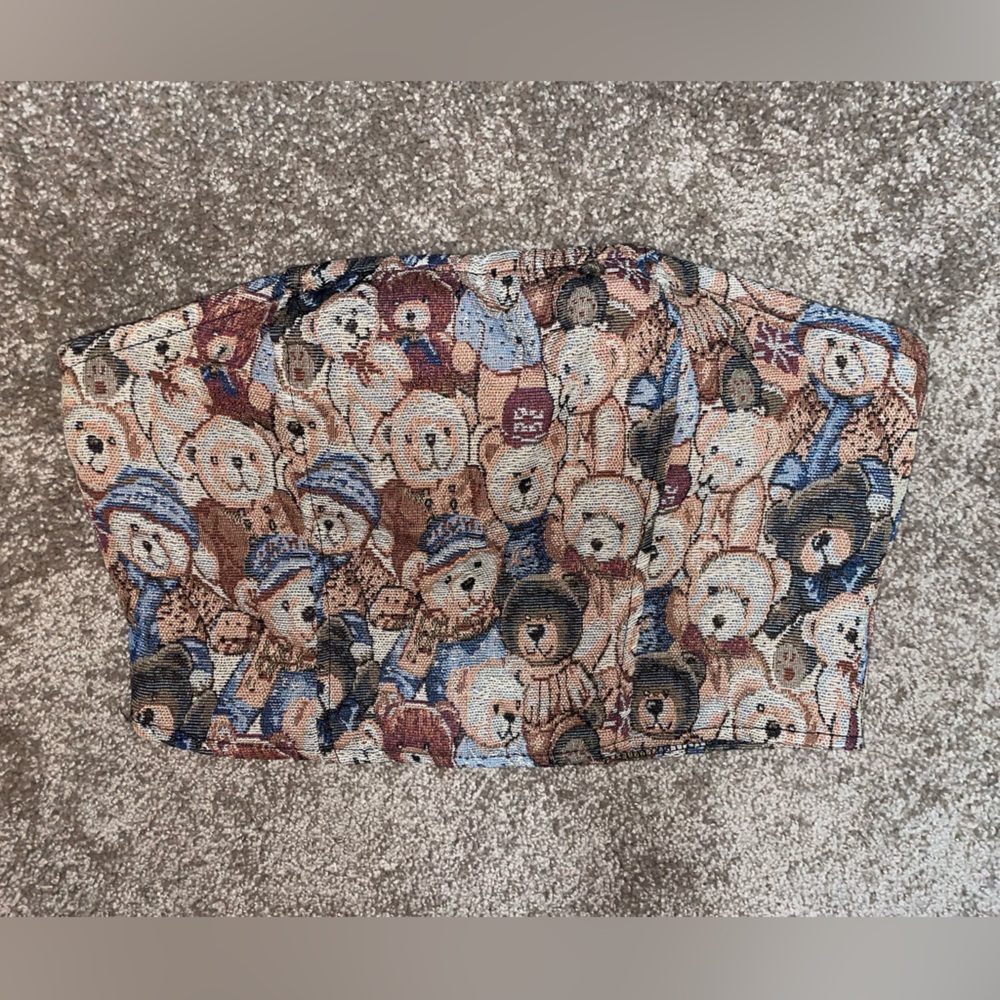 CORDUROY BEAR PRINT TUBE TOP